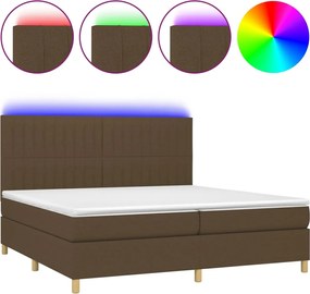 vidaXL Pat cu arcuri, saltea și LED, maro închis, 200x200 cm, textil