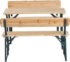 Outsunny Set Berarie de Extern Masa si 2 Banci cu Spatar Pliabil in Lemn de Brad