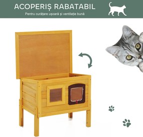 PawHut Cușcă pentru Animale Domestice din Lemn de Brad, 70x51.5x60cm | Aosom Romania