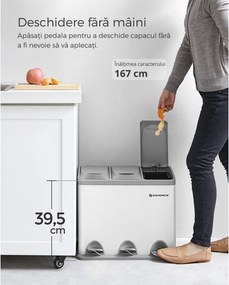 Coș de reciclare SORT 24L (3x8L), gri/alb SongmicsHome