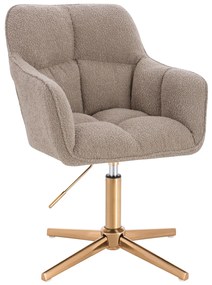 HR550CROSS Scaun Latte Boucle cu Bază Aurie