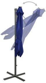 Umbrela suspendata cu stalp si LED-uri, albastru azuriu, 300 cm azure blue, 300 cm