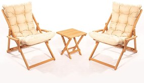 Set mobilier de grădină crem/natural din lemn de fag pentru 2 persoane – Floriane Garden
