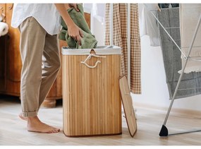 Coș de rufe în culoare naturală din bambus 78 l Bamboo – Compactor