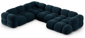 Colțar albastru închis cu tapițerie din catifea (cu colț pe partea stângă/în formă de "U") Loretto – Cosmopolitan Design