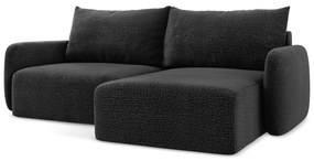 Colțar negru extensibil/cu spațiu de depozitare (cu colț pe partea dreaptă) Kalena – Makamii