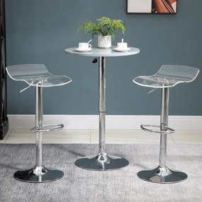HOMCOM Scaune Bar 2 piese cu Înălțime Reglabilă, Șezut Rotativ și Suport pentru Picioare, 39x39x67-87 cm, Transparent | Aosom Romania