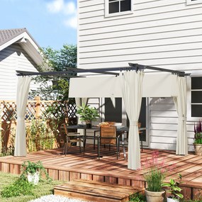 Outsunny Pergolă 3 x 3 m cu Copertină Retractabilă și Perdele, Adăpost de Soare UPF30+ pentru Grădină, Terasă, Exterior | Aosom Romania