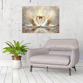 Tablou - Lebede Aurii (70x50 cm)