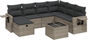 vidaXL Set canapele de grădină cu perne, 8 piese, gri, poliratan