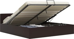 vidaXL Cadru pat depozitare hidraulică gri 180x200 cm piele ecologică
