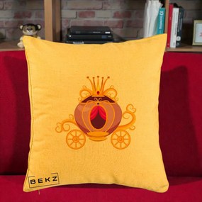 Perna Decorativa Trasura Regala Aurie, 40x40 cm, Galben, Husa Detasabila, Perna Inclusa, BEKZ®