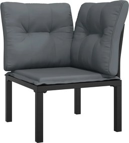 vidaXL Canapea de colț cu perne de grădină, gri, poliratan