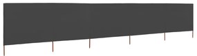 Paravan anti-vant cu 5 panouri, antracit, 600x120 cm, textil Antracit, 600 x 120 cm