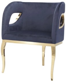 Fotoliu tapitat Morello bleumarin/gold – H78 cm
