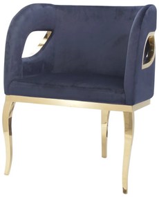 Fotoliu tapitat Morello bleumarin/gold – H78 cm