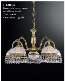 Candelabru 5 brate design clasic realizat manual din alama si Cristal Scholer 6200