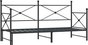 vidaXL Pat de zi cu șaia fără saltea Negru 75x190 cm Oțel