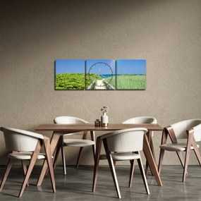 Tablou - Peisaj și curcubeu (cu ceas) (90x30 cm)