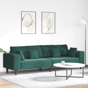 vidaXL Canapea din catifea cu pernă cu pernă Verde închis 208 cm Catifea