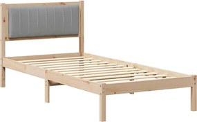 vidaXL Cadru de pat cu tăblie tapițată Gri deschis 90 x 200 cm