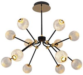 Lustră LED pe tijă GELA 12xLED/5W/230V 3000K negru/auriu