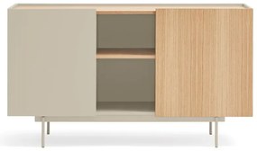 Comodă bej-natural joasă cu aspect de lemn de stejar 130x78 cm Otto – Teulat