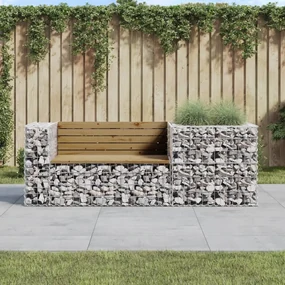 3196244 vidaXL Bancă de grădină & coș gabion, lemn de pin tratat