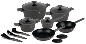 Set oale si tigai cu capace 15 piese Anthracite Berlinger Haus BH 8141, antiaderente, design premium, inductie