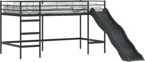 vidaXL Cadru de pat loft pentru copii cu tobogan Negru și antracit