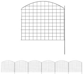 Outsunny Gard de grădină din metal gard decorativ set de 6 pentru legume margine de aleie 460 x 97 cm negru | Aosom Romania