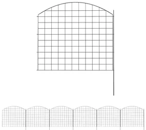 Outsunny Gard de grădină din metal gard decorativ set de 6 pentru legume margine de aleie 460 x 97 cm negru | Aosom Romania