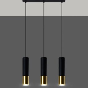 Lustră pe cablu LOOPEZ 3xGU10/40W/230V neagră/aurie Sollux SL.0954