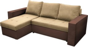 Coltar extensibil Toledo, 226x145x79 cm, 2 lazi depozitare, Reversibil, Maro/Crem