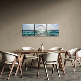 Tablou cu suprafața mării (cu ceas) (90x30 cm)