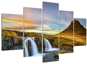 Tablou cu munții și cascade pe Islanda (150x105 cm)