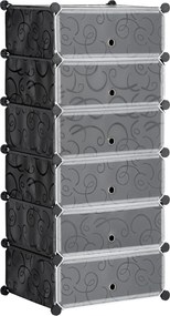 HOMCOM Pantofar modular cu 6 cutii din PP și oțel, 49x36,5x108 cm, negru și alb | Aosom Romania