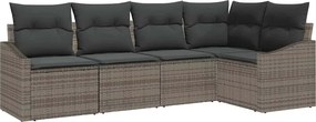 vidaXL Set de canapea cu pernă 5 pcs Gri poliratan