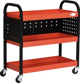 DURHAND Cărucior de atelier servante atelier cu 3 niveluri cu rafturi, plăci suspendate, încărcare până la 100 kg, roșu | Aosom Romania