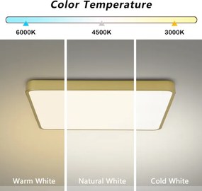 Brilagi-LED Plafonieră LED dimabilă POOL 48W/230V 3000-6000K 50x50 cm aurie + telecomandă