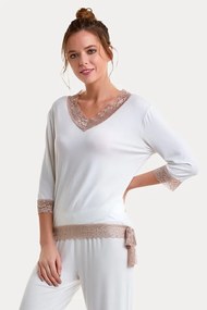 Pijamale femei ROZALIE din bambus S Crem