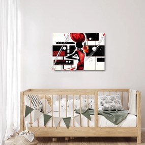 Tablou pe sticlă picuturii cu damă străveche (70x50 cm)