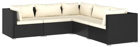 3101695 vidaXL Set mobilier de grădină cu perne, 5 piese, negru, poliratan