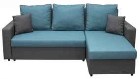Coltar NICOLE extensibil, cu lada depozitare, colt interschimbabil, gri + turcoaz, 225x145x82 cm