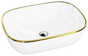 Lavoar pe blat Rune Alvar dreptunghiular 46 cm alb-auriu lucios