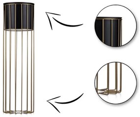 Ghiveci metalic de flori LOFT 70x20 cm auriu/negru