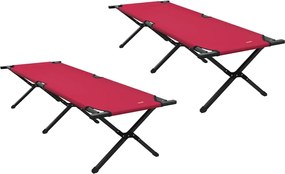 vidaXL Pat pliabil pentru camping Manual 2 pcs Roșu 193 x 69 x 45 cm