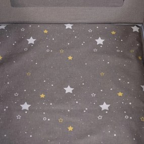 Patut pliant transformabil in tarc copii NOVOKIDS™ Onceuponatime NEST, 62X125 cm, 2 Niveluri, Jucarie Carusel muzical, Fermoar acces lateral, Gri