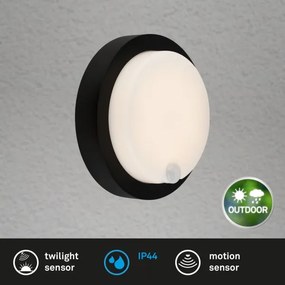 Brilo - Aplică LED reîncărcabilă de exterior cu senzor, 4W/5V, 4400 mAh, IP44, negru