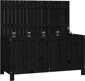 vidaXL Cutie de depozitare grădină, negru, 121x55x64 cm lemn masiv pin